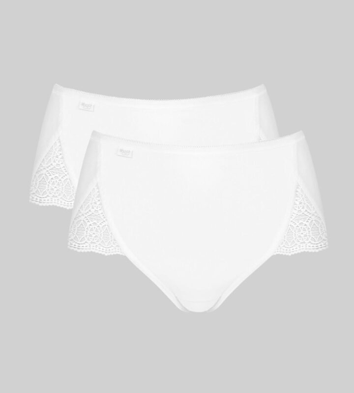 Sloggi Pure Sense Luxe Maxi: Confezione Da 4 Mutande Donna In Microfibra, Bianco, Taglie Forti (fino A 4XL)